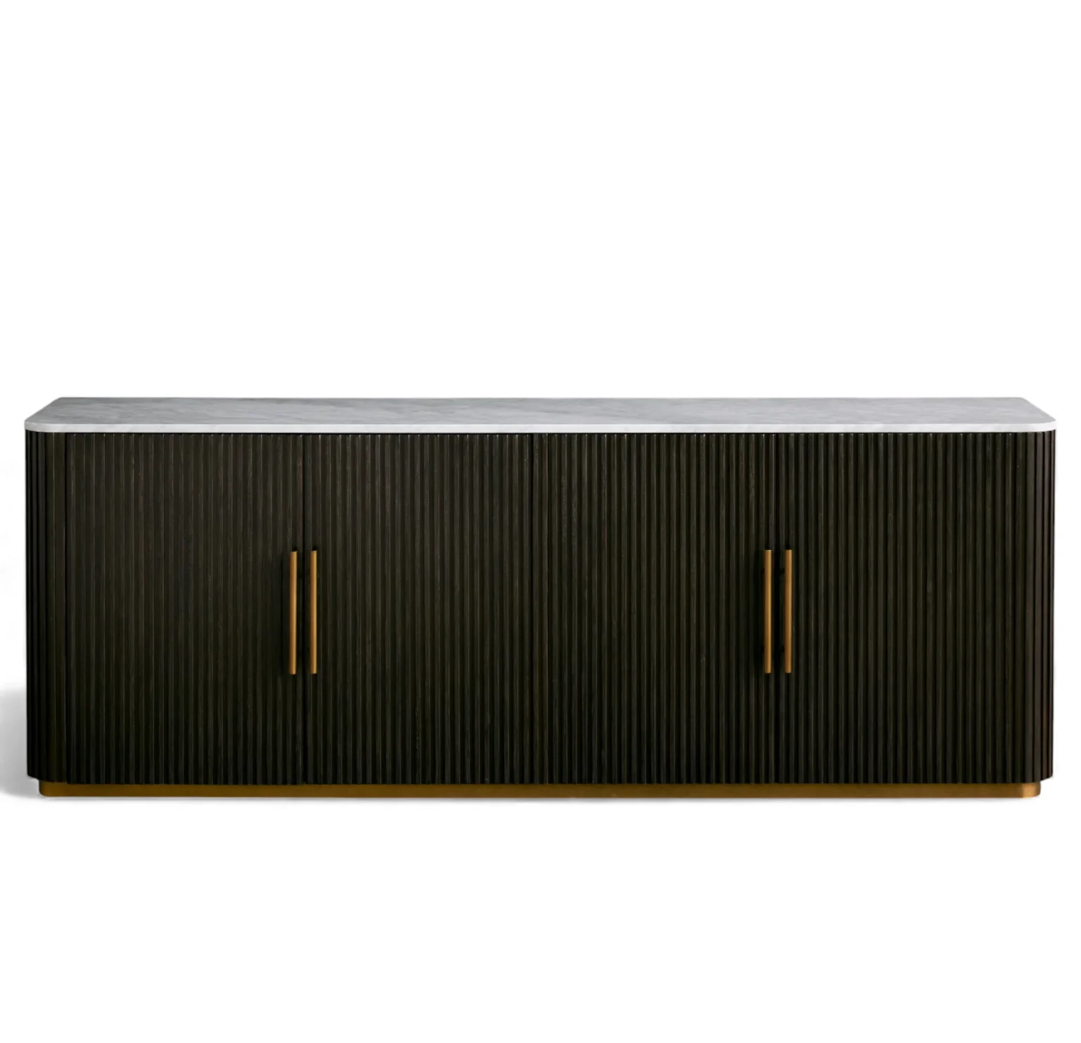 Finnley Marble-Top Fluted Wood Sideboard